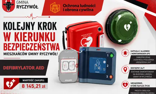 Gmina Ryczywół stawia na bezpieczeństwo – nowy defibrylator AED przy urzędzie