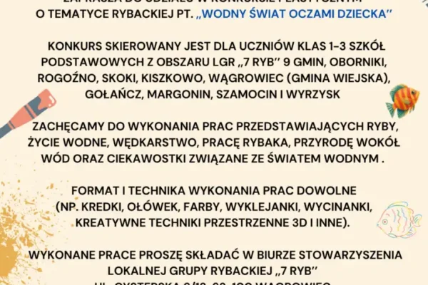 Konkurs plastyczny „Wodny świat oczami dziecka” dla uczniów klas 1–3