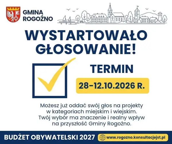 Budżet Obywatelski Gminy Rogoźno – trwa głosowanie na projekty na 2027 rok