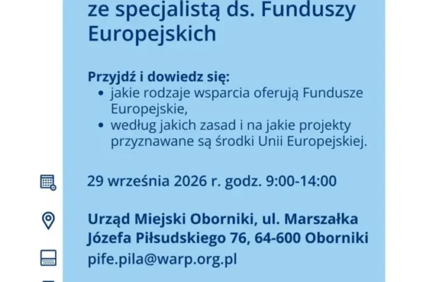 Mobilny Punkt Informacyjny Funduszy Europejskich w Obornikach – bezpłatne konsultacje 29 września