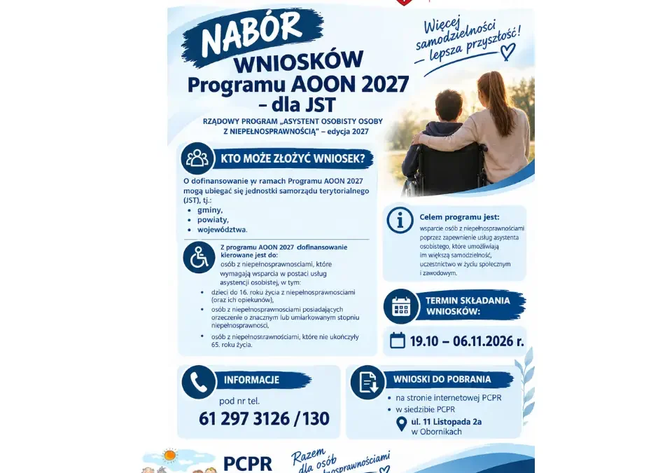 Powiat Obornicki szuka chętnych do programu asystencji osobistej na 2027 rok
