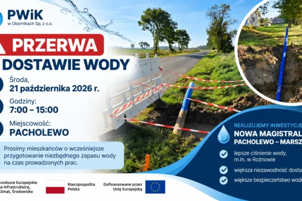 Pacholewo bez wody 21 października. Trwa budowa magistrali Pacholewo–Marszewiec