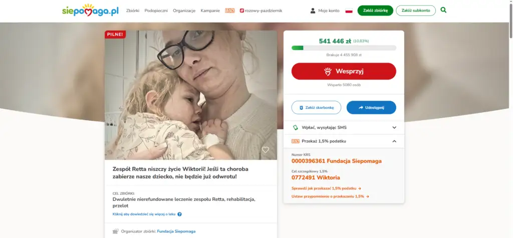 Pilny apel o pomoc dla 4-letniej Wiktorii z Gminy Oborniki